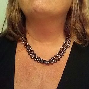 Black cultured pearls 2 stranded necklace
